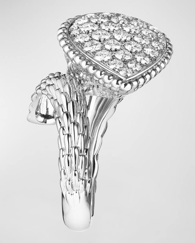 White Gold Large Serpent Boheme Ring with Diamonds, Size